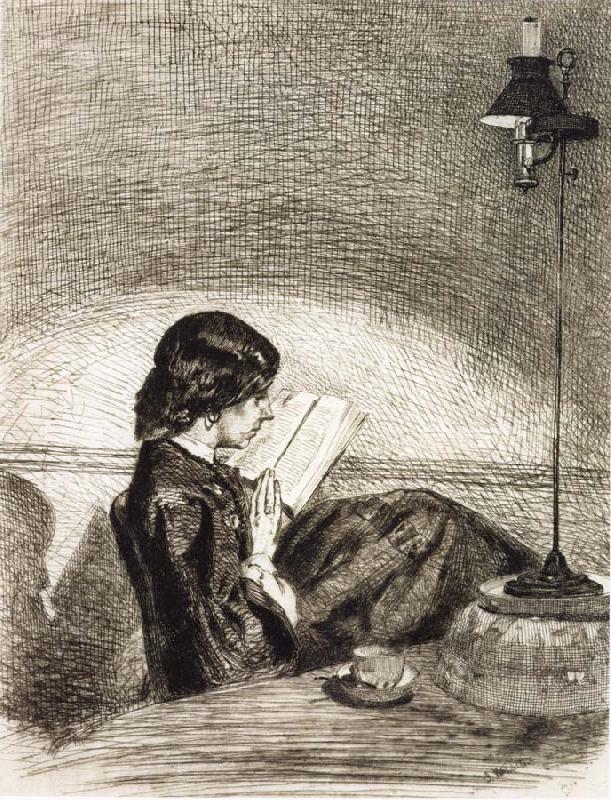 James Abbott McNeil Whistler Reading by Lamplight Germany oil painting art
